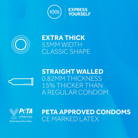 Préservatifs épais EXTRA THICK de EXS 53 mm | Boîte de 12