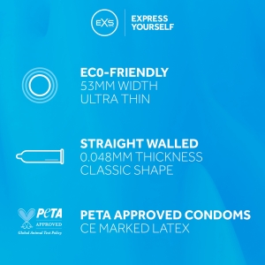 Préservatifs ultra fins PURE de EXS 53 mm | Boîte de 12