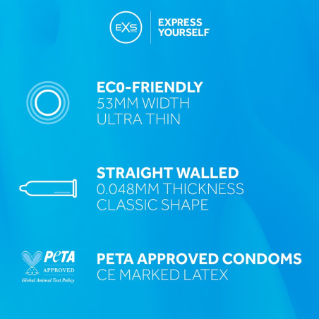 Préservatifs ultra fins PURE de EXS 53 mm | Boîte de 12