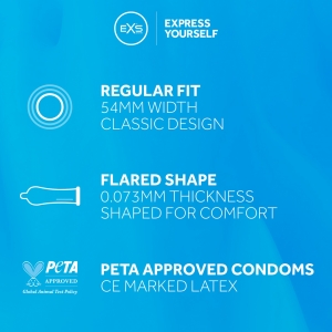 Préservatifs en latex REGULAR de EXS 54 mm | Boîte de 12