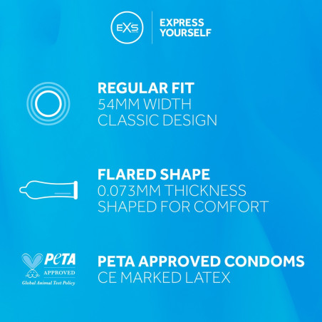 Préservatifs en latex REGULAR de EXS 54 mm | Boîte de 12