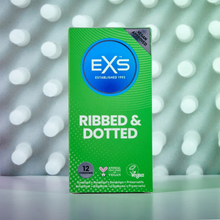 Préservatifs texturés RIBBED & DOTTED 54 mm de EXS