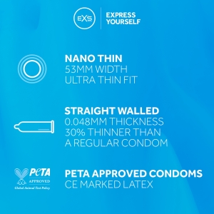 Préservatifs fins NANO THIN de EXS 53 mm | Boîte de 3