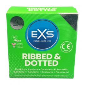 Préservatifs texturés RIBBED & DOTTED 54 mm | Boîte de 3