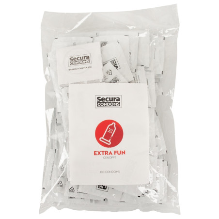 Préservatifs perlés en latex EXTRA FUN de SECURA CONDOMS 53mm | Pack de 100