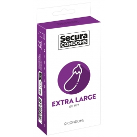 Préservatifs XXL en latex EXTRA LARGE de SECURA CONDOMS 60mm | Boîte de 12