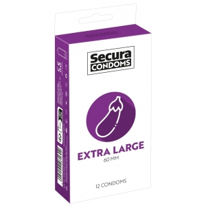 Préservatifs XXL en latex EXTRA LARGE de SECURA CONDOMS 60mm | Boîte de 12