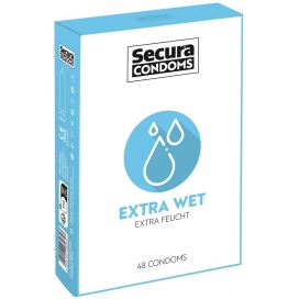Préservatifs lubrifiés EXTRA WET de SECURA CONDOMS 53mm | Boîte de 48
