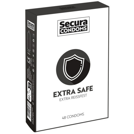 Préservatifs épais en latex EXTRA SAFE de SECURA CONDOMS 53mm | Boîte de 48
