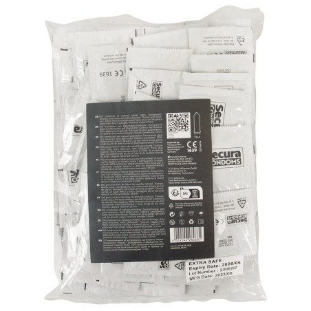 Préservatifs épais EXTRA SAFE de SECURA CONDOMS 53mm x100