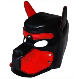 Cagoule PUPPY Simili Noir-Rouge