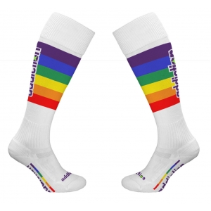 Chaussettes hautes PRIDE FOOTBALL Blanches-Rainbow