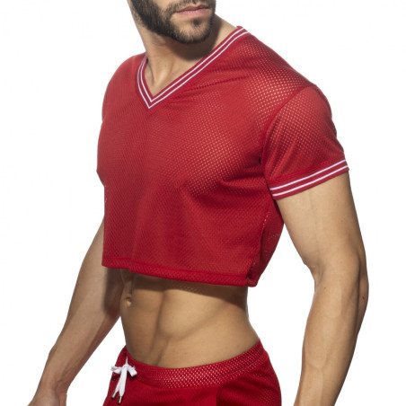 Crop Top masculin Rouge SLAM V-NECK de Addicted