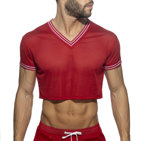 Crop Top masculin Rouge SLAM V-NECK de Addicted