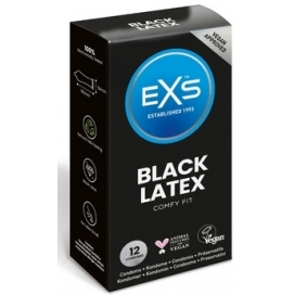 Préservatifs noirs BLACK LATEX 54 mm de EXS | Boîte de 12