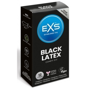 Préservatifs noirs BLACK LATEX 54 mm de EXS | Boîte de 12