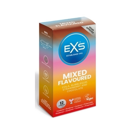 Préservatifs aromatisés MIXED FLAVOURS de EXS 54 mm | Boîte de 12