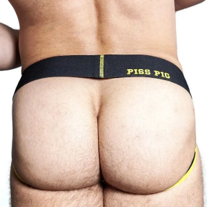 Jockstrap OXJOK PISSPIG Noir Jaune