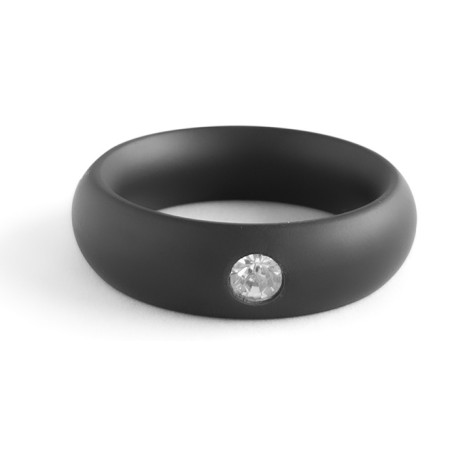 Cockring en acier DONUT STRASS Noir de Black Label