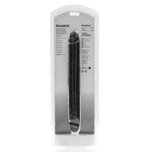 Double Gode STRAIGHT SLIM 30.5 x 3.5cm Noir Relief