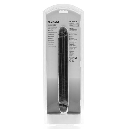 Double Gode STRAIGHT SLIM 30.5 x 3.5cm Noir Relief