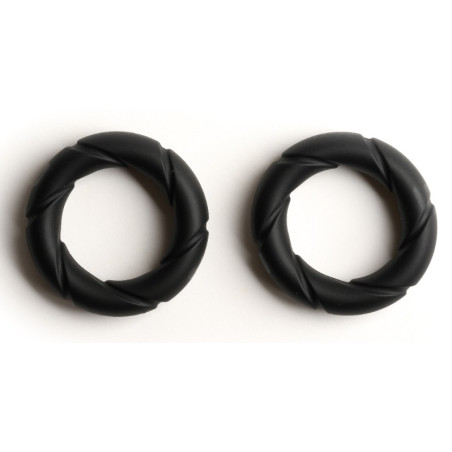 Lot de 2 Cockrings Silicone READY RINGS Sport Fucker Noirs