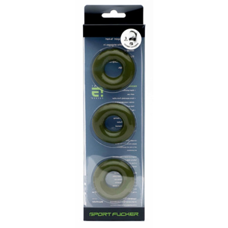 Lot de 3 Cockrings CHUBBY Kaki de Sport Fucker