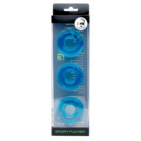 Lot de 3 Cockrings bleus CHUBBY de Sport Fucker