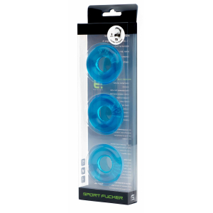 Lot de 3 Cockrings bleus CHUBBY de Sport Fucker