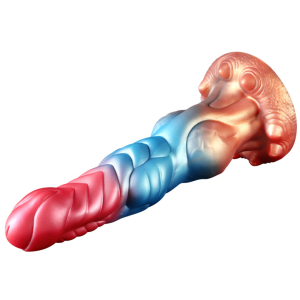 Gode Monster Va-et-Vient Vibrant et Chauffant DRAKOLIS 23.5 x 7cm bleu