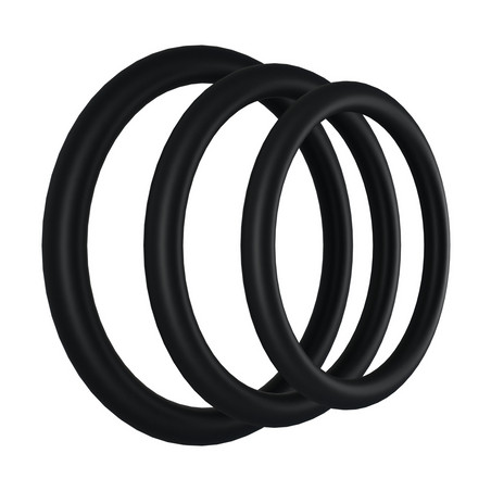 Lot de 3 Cockrings noirs GASKET par Rock Solid