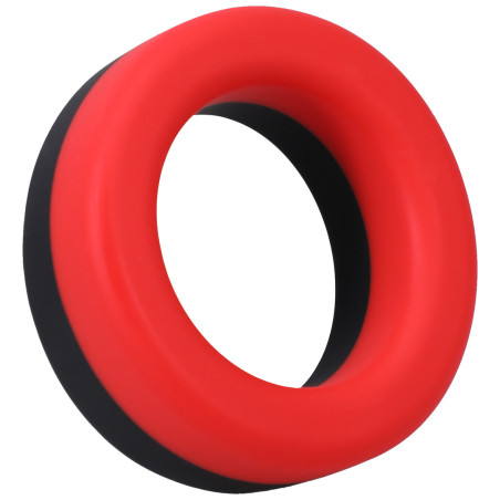 Cockring en silicone THE BIG O 32 mm Noir-Rouge de Rock Solid