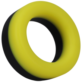 Cockring en silicone THE BIG O Noir-Jaune Diamètre 32 mm