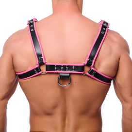 Harnais en cuir PREMIUM Rose-Noir 2