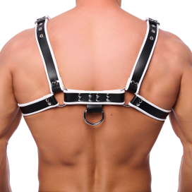 Harnais en cuir PREMIUM Blanc-Noir 2