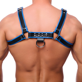 Harnais en cuir PREMIUM Bleu-Noir 2