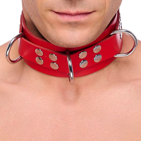 Collier en cuir ULTRA Rouge