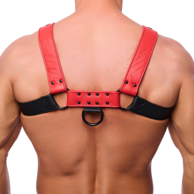 Harnais en cuir SNAP Noir-Rouge 2