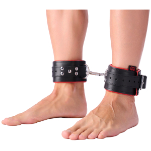 Menottes en cuir Rembourrées pour Chevilles Noir-Rouge