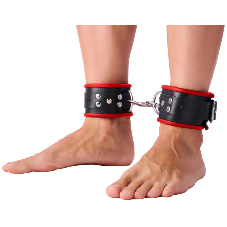 Menottes en cuir pour les Chevilles Noir-Rouge