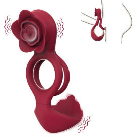 Cockring avec Rose Vibrante ROSEVIBS Rouge Doré