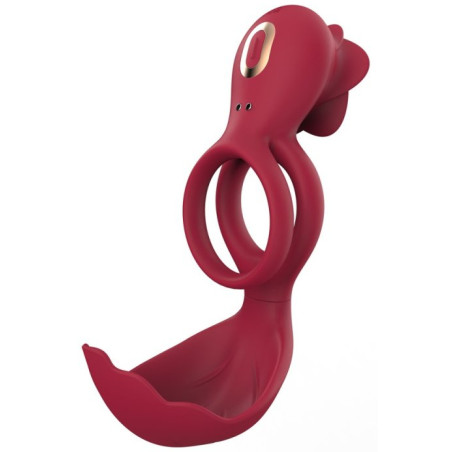 Cockring avec Rose Vibrante ROSEVIBS Rouge Doré