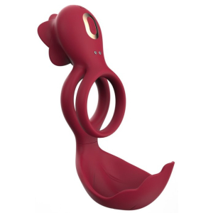 Cockring avec Rose Vibrante ROSEVIBS Rouge Doré