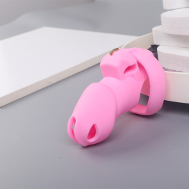 Cage de Chasteté Silicone FLEXTY M 10.5 x 3.5cm Rose 2
