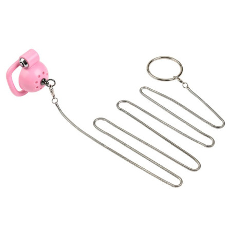 Cage de chasteté ROUND LEASH avec Laisse 4 x 3.5 cm