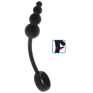 Cockring et Plug anal BEADS RING Noir de ToyJoy