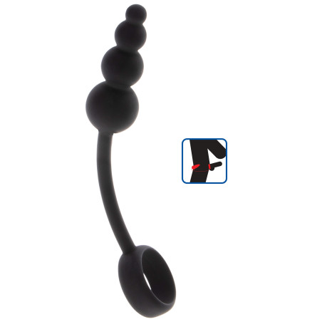 Cockring et Plug anal BEADS RING Noir de ToyJoy