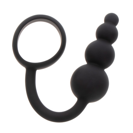 Cockring et Plug anal BEADS RING Noir de ToyJoy