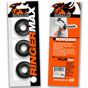 Lot de 3 cockrings souples RINGER MAX Oxballs Noirs