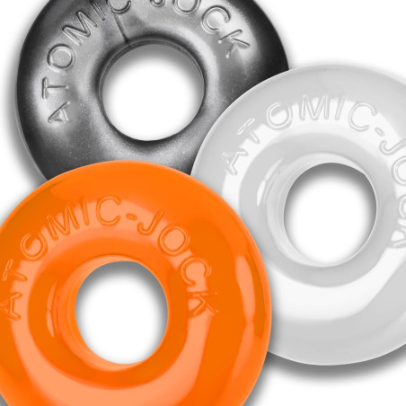 Lot de 3 cockrings souples RINGER MAX Blanc, Orange, Gris